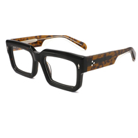TS91018 Monture de lunettes optiques vintage en acétate, carrée épaisse, rétro, charnière métallique 4+3, vente en gros
