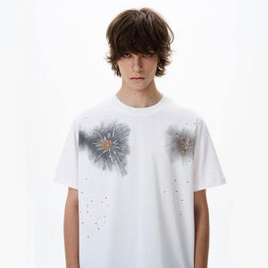 Ropa Urbana de Alta Calidad, 100% Algodón Tejido, 300 Gsm, Transpirable, Corte Holgado, Manga Corta, Diseño de Fuegos Artificiales Personalizado - Product Image 6