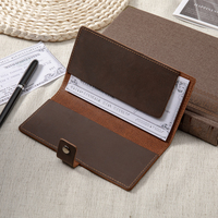Porte-chéquier personnalisé en cuir véritable, fin et durable, portable pour les chéquier personnels et professionnels, format long