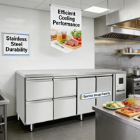 Table de préparation en acier inoxydable Scepta Butcher Block avec congélateur sous comptoir, capacité 560L, équipement de réfrigération électrique