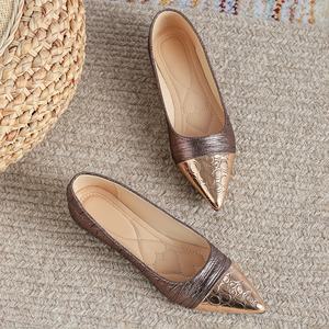 Ballerine piatte Patchwork a pieghe retrò <span class=keywords><strong>da</strong></span> donna comode scarpe Slip-On soletta piatta a punta chiusa per scarpe eleganti Casual - Product Image 6