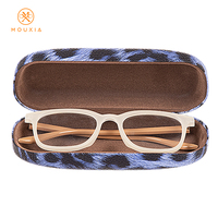 Étui à lunettes rigide ovale imprimé léopard coloré, anti-rayures, logo personnalisé, multicolore, vente en gros