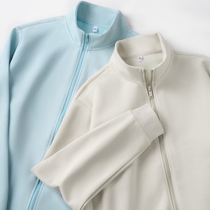 Heavyweight 380gsm Solid Color Zipper Jacket for Men Unisex Stand-<b>Up</b> Collar Hoodie - Product Image 2