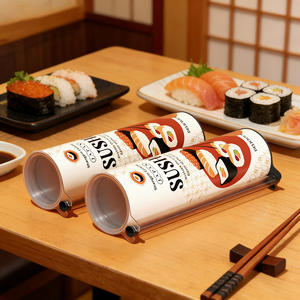 บรรจุภัณฑ์ซูชิแบบกระดาษทรงกระบอก <span class=keywords><strong>พ</strong></span>ิม<span class=keywords><strong>พ</strong></span>์ลายได้ เป็นมิตรกับสิ่งแวดล้อม ใช้สำหรับอาหาร  แบบกดเปิดได้ - Product Image 1