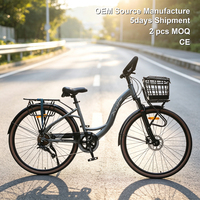 Vélo de Tourisme 700C en Gros de l'Usine OEM Chinoise avec Cadre en Aluminium, Freins à Disque Hydrauliques, Vélo de Ville Rigide pour Hommes Âgés