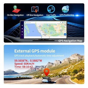 10.26 inch Android Dash Cam 8 core Carplay & Android Auto Wifi Bluetooth Car <span class=keywords><strong>DVR</strong></span> ADAS GPS 24h công viên màn hình gương chiếu hậu máy ảnh - Product Image 3