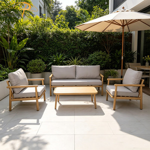 Mobilier <span class=keywords><strong>de</strong></span> jardin moderne Nordic Resort Hotel Ensemble <span class=keywords><strong>de</strong></span> canapés d'extérieur en aluminium avec peinture sur bois et 5 places - Product Image 1