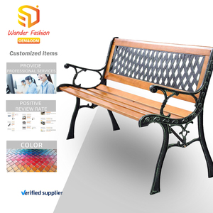 Banco de Pátio de 50'', Móvel Externo com Estrutura de Ferro Fundido e Madeira, Sofá de Varanda, Cadeira de Caminho à Prova de Intempéries - Product Image 1