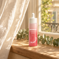 Vente en gros de flacons compte-gouttes en verre cosmétique de 60 ml, rose mat, flacon vide pour sérum ou huile, avec boîte en papier