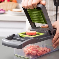 Hachoir à légumes multifonctionnel 14/16 pièces en acier inoxydable, coupe-légumes manuel, trancheuse, râpe, séparateur d'œufs, cuisine commerciale