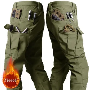 Softshell Waterproof <strong>Windproof</strong> Drawstring Casual Winter Men's Fleece Thickened Wear-resistant Seamless Polyester/Cotton <strong>Pants</strong> - Product Image 1