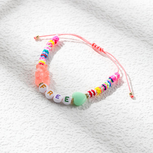 Braccialetto fatto a mano in ceramica morbida intrecciata estate boemia regolabile <span class=keywords><strong>orso</strong></span> lettera braccialetto di fascino - Product Image 6