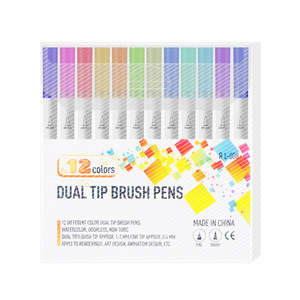 Ensemble de stylos à double pointe en plastique personnalisables pour le dessin et l'<span class=keywords><strong>aquarelle</strong></span>, imperméables, à séchage rapide, pour étudiants - Product Image 1