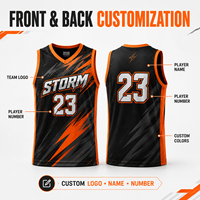 Camiseta de Baloncesto Personalizada con Diseño Black Orange Storm, Venta al Por Mayor, Malla de 180GSM, Sublimación, Nombre, Número, Logotipo del Equipo, MOQ Bajo, OEM