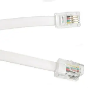 สายเคเบิลสำหรับต่อขยายโทรศัพท์สีขาว26AWG RJ-11 OEM ตัวอย่างฟรี