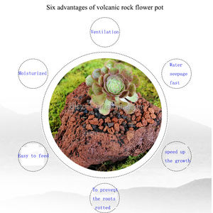 Decoración de jardín al aire libre, macetas de roca de <span class=keywords><strong>piedra</strong></span> de Lava volcánica roja Natural, cuencos de flores, para paisajismo, en venta - Product Image 5