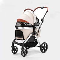 Poussette de voyage de luxe 3 en 1 pour deux animaux, pliable d'une seule main, en alliage d'aluminium aéronautique, capacité de charge de 30 kg, étanche et détachable