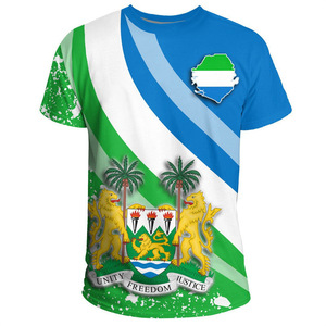 T-shirt drapeau Sierra Leone pour homme, manches courtes, 100% polyester, respirant, coupe classique, imprimé - Product Image 3