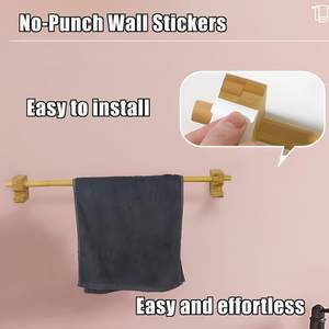 Portasciugamani in Bambù Ecologico e Sostenibile Design Moderno da Parete <span class=keywords><strong>per</strong></span> <span class=keywords><strong>Bagno</strong></span> e Cucina Dimensioni Personalizzabili - Product Image 4