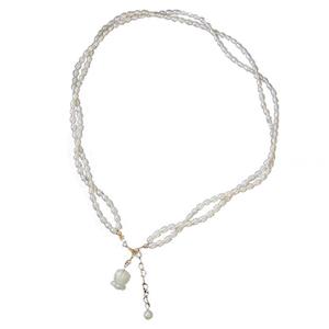 Collier double couche vintage pour femme avec perles de lys et chaîne claviculaire en perles de riz d'eau douce naturelles, idéal pour toutes les occasions - Product Image 5