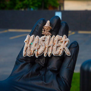 100 % Diamanttester-Geprüft, Personalisierte Anhänger mit Namensschriftzug aus S925 Silber, 10K, 14K, 18K massivem Gold, VVS Moissanit, Iced-Out - Product Image 5