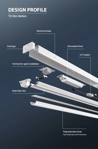 ไฟ LED แบบแท่งเชื่อมต่อได้ 60W สำหรับคลังสินค้า ซูเปอร์มาร์เก็ต ตัวเรือนอะลูมิเนียม หลอดไฟ T8 LED - Product Image 3