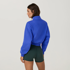 Sudadera con Cierre de Cremallera de Felpa Premium, Color Sólido, Cuello Alto, Manga Larga, Transpirable, Corta, Informal, Estilo Deportivo - Product Image 4