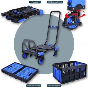 Carro de mano plegable 2 en 1 con capacidad de 330 libras, carro de mano cerrado con mango retráctil - Product Image 4