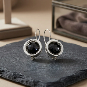 Pendientes de Mujer Art Palace, Estilo Vintage, con Bola de Ónix Negro, Biselado, Chapado en Plata Antigua, Joyería para Boda - Product Image 3