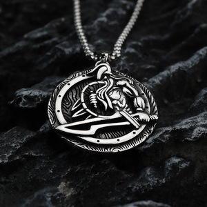 Yunnique-collar con colgante de guerrero vikingo para hombre, de acero inoxidable, diseño de espada, asimetría, joyería geométrica para regalo - Product Image 2