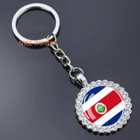 Porte-clés fleur en strass drapeau colombien, très populaire, pour sac à dos, décoration de clés, breloque de portefeuille, souvenir de voyage