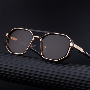 Gafas de sol KAJILA estilo punk, diseño personalizado con logotipo, montura rectangular de <span class=keywords><strong>doble</strong></span> viga con bisagras de resorte, protección UV400, para hombre. - Product Image 2