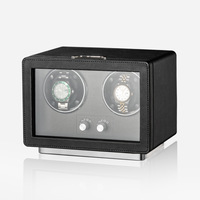 2025 Neues Design PU-Leder Box 2 Fächer Glas-Display Sichere Aufbewahrung Rotierender Organizer Automatischer Uhrenbeweger mit LED