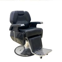 Fauteuil de Barbier Moderne en Cuir Synthétique Noir Durable Personnalisé avec Fonction Pivotant à 360 Degrés/Inclinable/Hauteur Réglable pour Coiffure