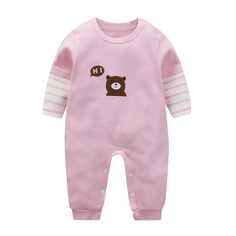 Macacão infantil casual de 0-24m, roupas de outono para bebês recém-nascidos, moda casual de dinossauro, macacão de algodão de manga longa