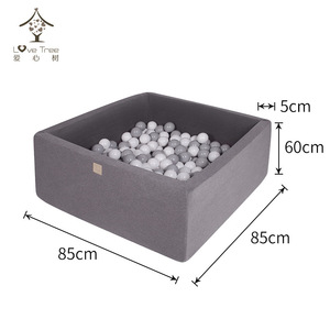 Piscine à balles carrée Love Tree 85x85x60cm en tissu pour enfants, gris - Product Image 1