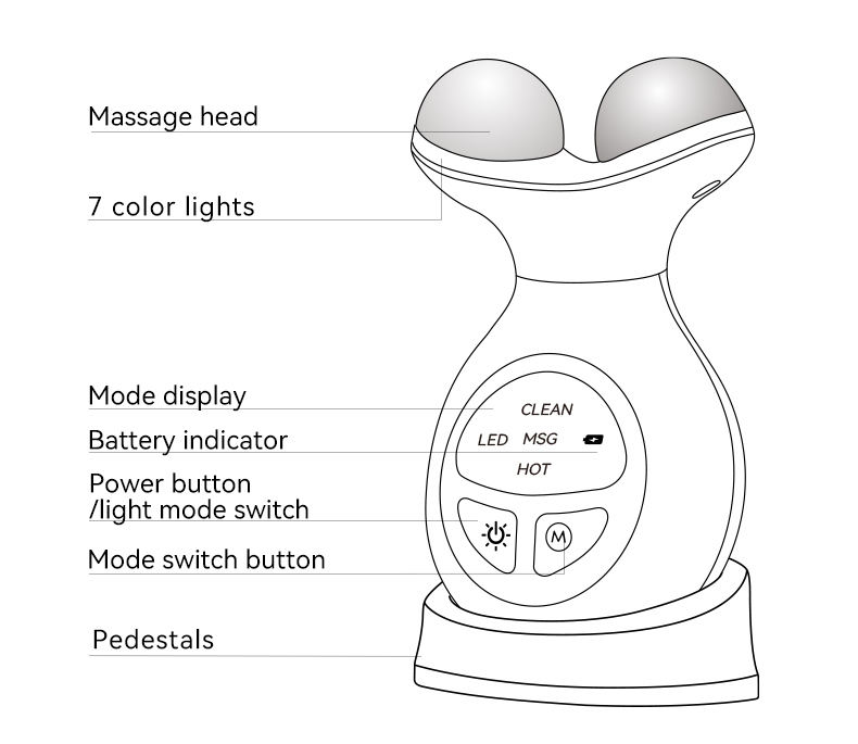 ORANGLES 7 Colors LED Facial Massager | Handheld Electric Skin Care Roller for Face & Neck Lifting, Anti-Aging, Wrinkle Reduction – Rechargeable Beauty Device for Home Use (Qatar) - high resolution display - exposing craftsmanship - Image 2 of 6 | built for everyone | 7 Colors LED Facial Massager | Handheld Electric Skin Care Roller for Face & Neck Lifting, Anti-Aging, Wrinkle Reduction – Rechargeable Beauty Device for Home Use (Qatar) for sale Georgia | Free Shipping ORANGLES