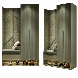 Mobiletto Moderno in Legno per Scarpe con Ante a Ribalta, Organizzatore Autoportante per Ingresso, Arredamento di Lusso Verde Salvia - Product Image 2