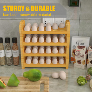 Organizador de Huevos de Bambú de 3 Niveles Apilable para Refrigerador, Conservación de Frescura, Porta Huevos de Cocina - Product Image 4
