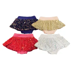Wholesale Fluffy Petti skirt Mini Ballet Tutu Skirts Glitter Princess Dance Tutu Skirt With Safety Pants Sequins for girl