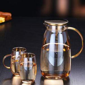 Bouilloire à eau froide en verre borosilicate de haute qualité au design moderne avec couvercle pour eau chaude ou froide, thé glacé, <span class=keywords><strong>vin</strong></span>, café, lait, jus - Product Image 3
