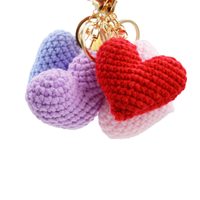 Porte-clés Cœur au Crochet, Cadeau Fait Main Amigurumi, Anneau Porte-clés Cœur pour la Saint-Valentin, Breloque de Sac Cœur Tricoté, Personnalisation OEM