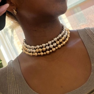 18K Gold Plated Stainless Steel Beaded Necklace Vintage Waterproof Layering Stack <b>Christmas</b> Small <b>Gift</b> Mom <b>Sister</b> - Product Image 2