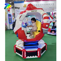 Robot Espacial Rojo para Niños, Máquina de Diversión con Rotación de 360 Grados, Helicóptero, Juego de Arcade con Video en Fibra de Vidrio para Interiores, Alto Rendimiento