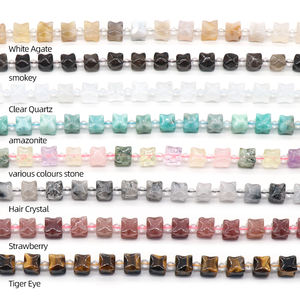 Perline sfuse in cristallo naturale di quarzo rosa, occhio di tigre e pietre multicolori, a forma di Merkaba e pentagramma, per la creazione di gioielli fai da te, Cina - Product Image 2