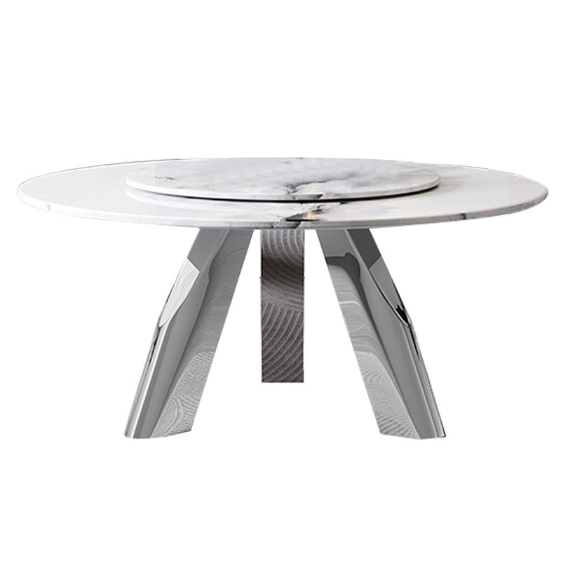 Modern Round Dining Table with Rotating Lazy Susan Turntable, Large ...