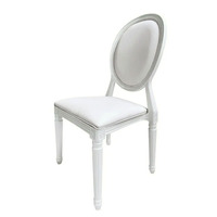 Chaise de Banquet en résine Pop Louis, château blanc, dos transparent blanc, chaises de salle à manger Diva avec cadre blanc, coussins en cuir blanc