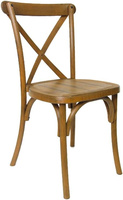 Chaises de mariage durables de style fermier classique en résine imitation bois de châtaigne à dossier croisé pour événements extérieurs, banquets et traiteurs