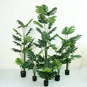 Дешевые искусственные растения monstera deliciosa, зеленые, ландшафтные растения, черепаха, искусственные деревья