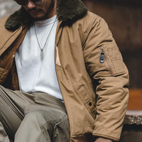 Veste d'hiver Madden Workwear, style rétro américain B15, col en fourrure de mouton épaissi, 100% coton, style bomber.